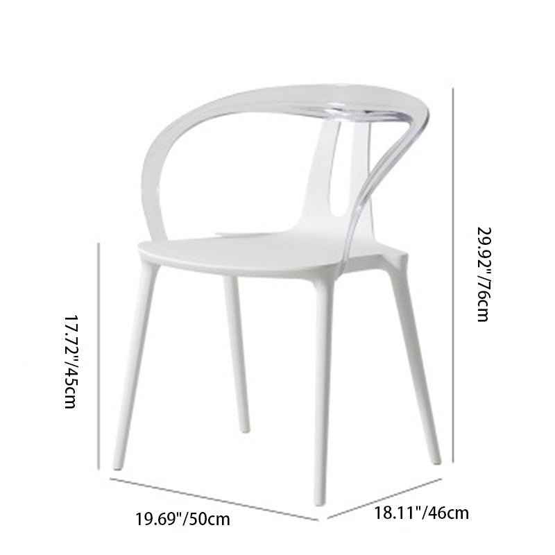 Modern Minimalist Curve Frame Plastic Dining Chair Backrest Armrest For Dining Room