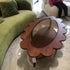 Traditional Vintage Elliptical Flower Wood Glass Coffee Table 2-Tier For Living Room