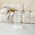 Modern Minimalist Round Strip Base Glass Solid Wood Coffee Table For Living Room