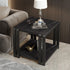 Contemporary Luxury Square Rock Slab Metal Side Table 2-Tier For Living Room