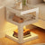 Modern Minimalist Square Rubberwood Glass Nightstand 2-Shelf For Bedroom