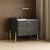 Modern Luxury Rectangular Solid Wood Rock Slab Leather Nightstand 2-Drawer For Bedroom