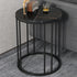 Modern Eclectic Round Rock Slab Steel End Table 1-Tier For Living Room