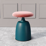 Modern Minimalist Round Cylinder Fabric Metal Vanity Stool For Bedroom