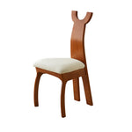 Traditional Vintage Cowl Square Cotton Linen Cat Scratch Leather Solid Wood Dining Chair Backrest Armless For Dining Room