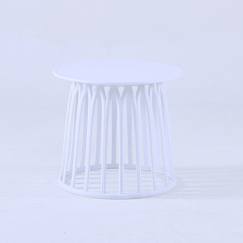 Contemporary Scandinavian Round Skeleton Column PP Side Table 1-Tier For Living Room