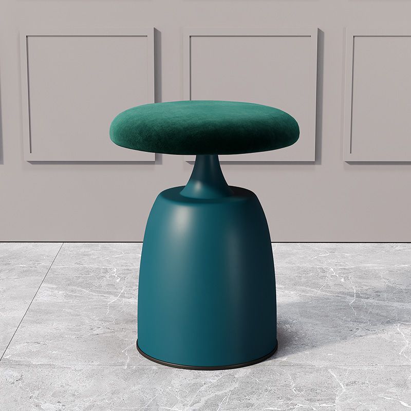 Modern Minimalist Round Cylinder Fabric Metal Vanity Stool For Bedroom