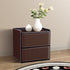 Contemporary Nordic Rectangular Leather Wood Nightstand 2-Drawer For Bedroom