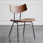 Contemporary Industrial Curved Square PU Leather Iron Dining Chair Backrest Armless For Dining Room