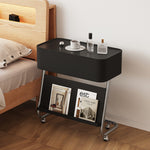 Modern Minimalist Rectangular Stainless Steel Carbon Steel Nightstand 1-Cabinet Swivel For Bedside