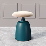 Modern Minimalist Round Cylinder Fabric Metal Vanity Stool For Bedroom