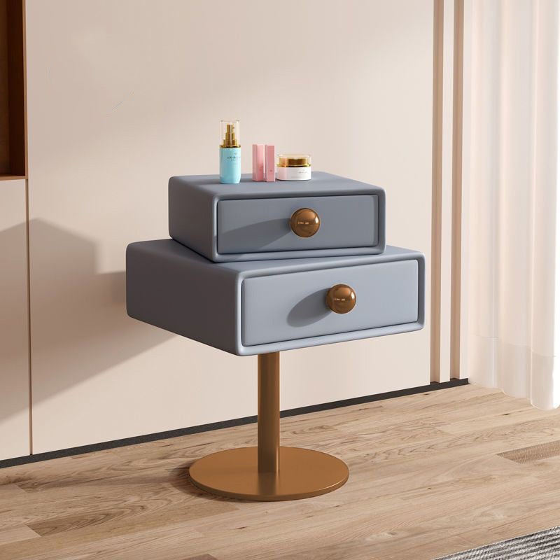 Contemporary Creative Orb Square Rotatable Stackable Wood Steel Nightstand 2-Drawer For Bedroom