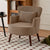Modern Minimalist Square Trapezoidal Velvet Solid Wood Accent Chair Backrest Arm For Living Room