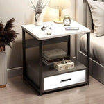 Contemporary Scandinavian Rectangular Cutout Wood Nightstand 1/2 Drawer For Bedroom