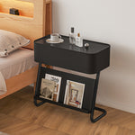 Modern Minimalist Rectangular Stainless Steel Carbon Steel Nightstand 1-Cabinet Swivel For Bedside