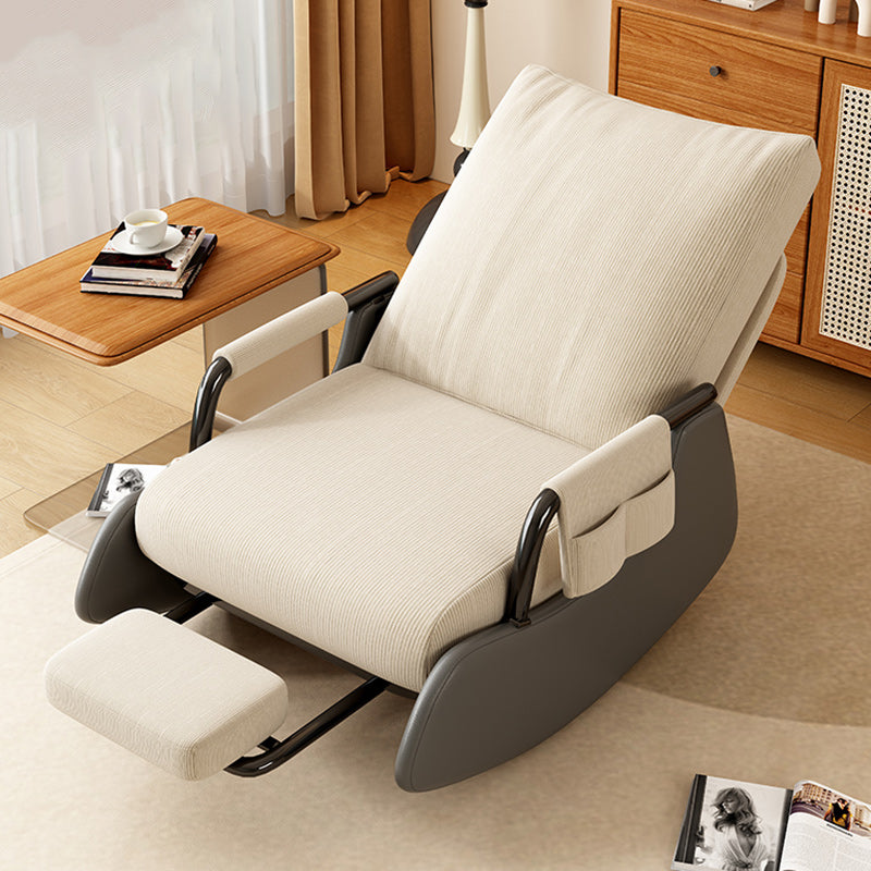 Modern Simplicity Corduroy Cotton Sponge Leather Wood Carbon Steel Square Recliner Foldable Backrest Footrest For Bedroom