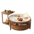 Contemporary Japanese Square Round Glass Wood End Table 2-Tier For Living Room