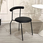 Contemporary Scandinavian Leather Metal Sponge Round Arc Dining Chair Backrest For Dining Room