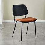 Contemporary Scandinavian Square Leather Metal Dining Chair Backrest Armless For Dining Room