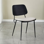 Contemporary Scandinavian Square Leather Metal Dining Chair Backrest Armless For Dining Room