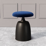 Modern Minimalist Round Cylinder Fabric Metal Vanity Stool For Bedroom