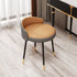 Contemporary Nordic Round Houndstooth Leather Fabric Splicing Vanity Stool Low Back For Bedroom