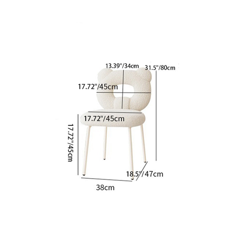 Contemporary Creative Square Iron Wool Vanity Stool Backrest Armless For Bedroom