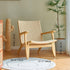 Contemporary Scandinavian Rectangular Wood Rattan Chair Backrest Armrest For Living Room