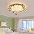 Contemporary Creative Round Square Rose Leaf Iron Rubberwood Acrylic Ceramic LED Flush Mount Ceiling Light For Bedroom