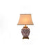 Traditional Chinese Vintage Cone Fabric Red Ceramic Jar Base 1-Light Table Lamp For Bedroom