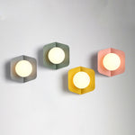 Modern Creative Hexagonal Orb Iron Glass 1-Light Wall Sconce Lamp For Bedroom