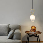 Modern Minimalist Irregular Glass Copper 1-Light Pendant Light For Living Room