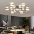 Modern Mid-century Iron Frame Glass Bubble LED Chandelier For Living Room