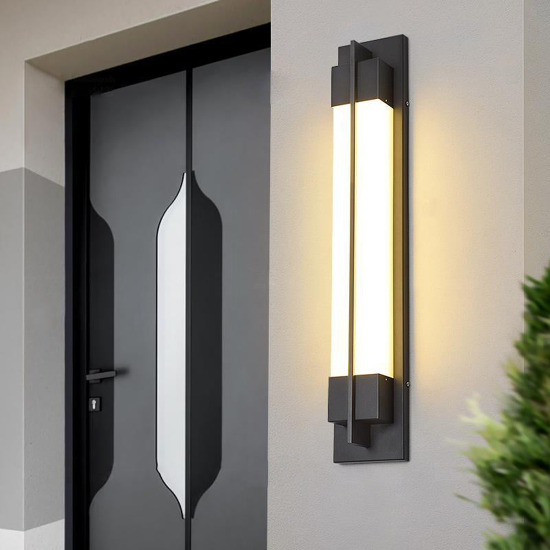 Traditional Chinese Imitation Marble Rectangle Acrylic Shade LED Waterproof Wall Sconce Lamp For Outdoor Patio