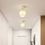 Contemporary Creative Cream Flower Pod Flower Globe Iron Glass 1-Light Semi-Flush Mount Ceiling Light For Hallway