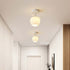 Contemporary Creative Cream Flower Pod Flower Globe Iron Glass 1-Light Semi-Flush Mount Ceiling Light For Hallway