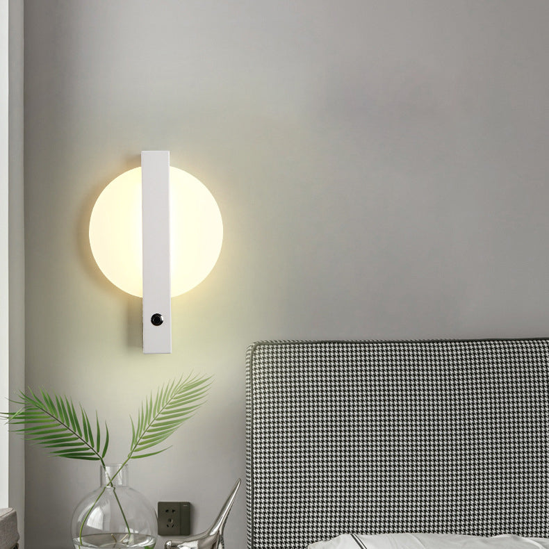 Modern Minimalist Round Rectangle Iron Aluminum Acrylic LED Wall Sconce Lamp For Living Room