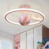 Contemporary Creative Kids Round Planet Unicorn Iron Resin LED Semi-Flush Mount Ceiling Light For Bedroom