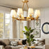 Modern Luxury Round Candelabra Copper Fabric 5/6/8/10 Light Chandelier For Living Room