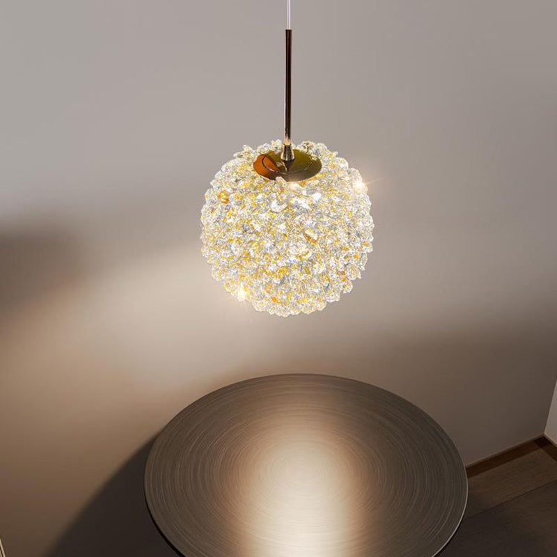 Contemporary Luxury Crystal Lychee Shade Hardware 1-Light Pendant Light For Living Room