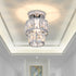 Contemporary Luxury Stainless Steel Frame Double Crystal Rings 1-Light Semi-Flush Mount Ceiling Light For Living Room