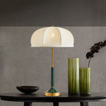 Contemporary Retro Dome Hardware Fabric 1-Light Table Lamp For Bedroom