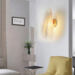 Contemporary Creative Ostrich Feather Design 1-Light Wall Sconce Lamp For Living Room