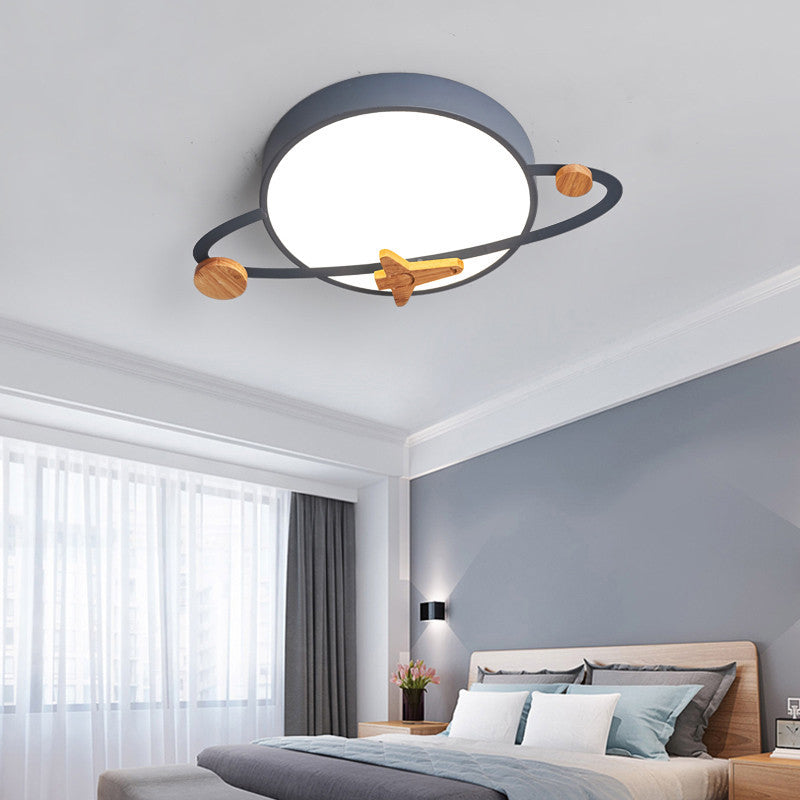 Contemporary Scandinavian Round Planet Design LED Kids Flush Mount Ceiling Light For Bedroom