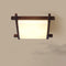 Traditional Chinese Square Wood Acrylic LED Flush Mount Ceiling Light For Bedroom