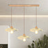 Modern Art Deco Wood Lotus Leaf Glass Shade 1/3-Light Island Light Chandelier For Bedroom