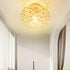 Contemporary Coastal Oval Iron Paper Rope 1-Light Semi-Flush Mount Ceiling Light For Living Room