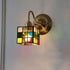 Traditional Vintage Square Rubik's Cube Tulip Brass Glass 1-Light Wall Sconce Lamp For Living Room