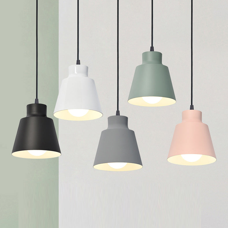 Modern Minimalist Macaron Round Cup Iron 1-Light Pendant Light For Living Room