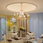 Contemporary Luxury Iron Round Frame Candelabra Crystal Bead 6/8/10/12-Light Chandelier For Living Room